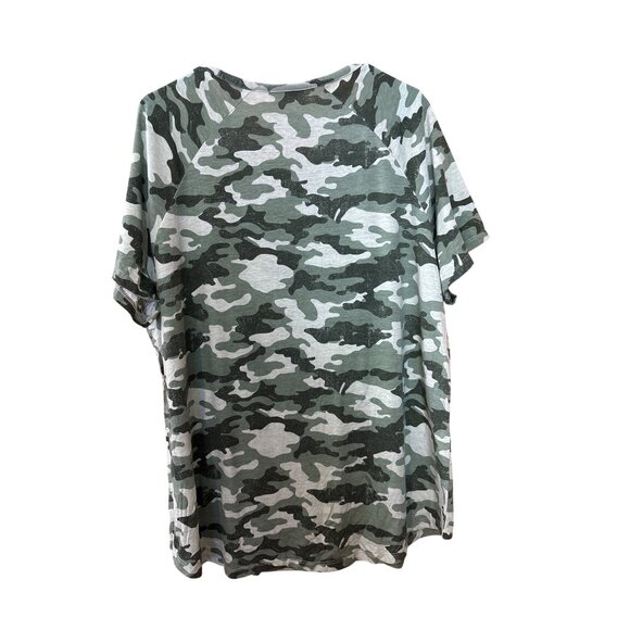 Bobbie Brooks Ladies Camo Lace-Up Neck Top Size 2X Short Sleeve Casual Shirt - Picture 5 of 6